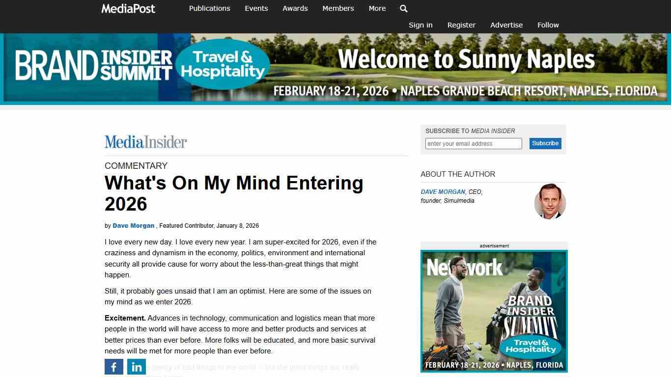 What's On My Mind Entering 2026 01/08/2026