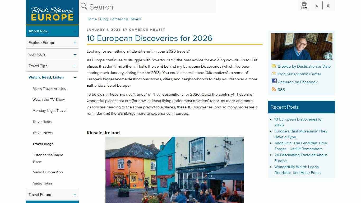 10 European Discoveries for 2026 – Camerons Travels | Rick Steves Europe